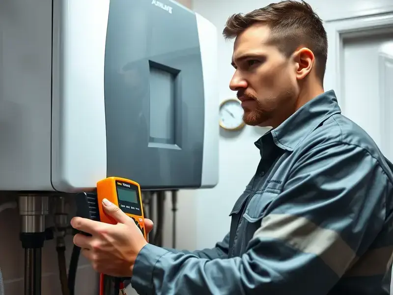 K & D Services technician working on boiler system