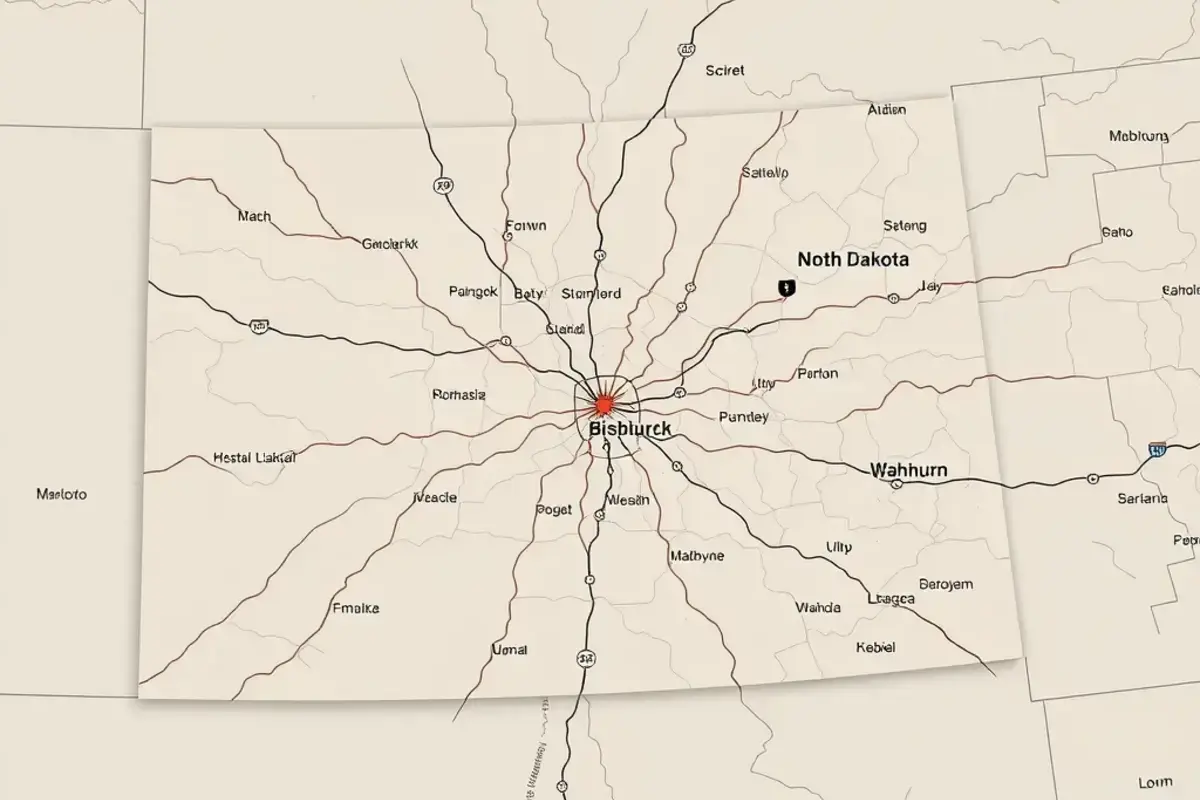 Service area map - K & D Services coverage in North Dakota